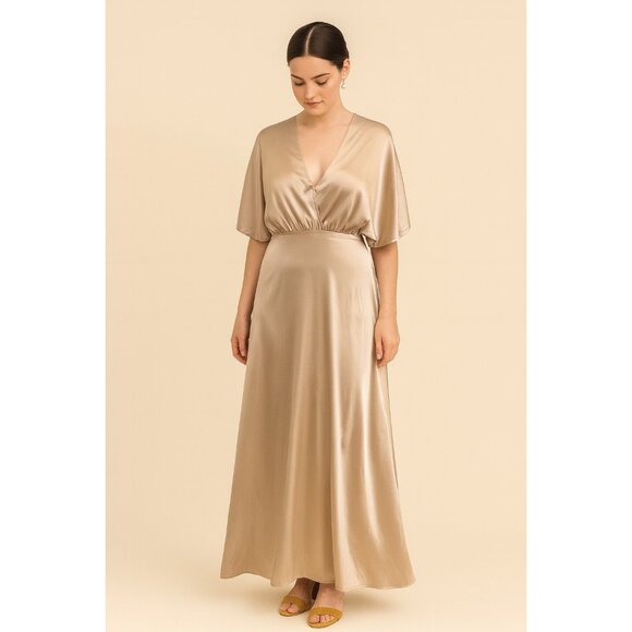 Revelry Dresses & Skirts - Revelry Devan Convertible Satin Maxi Dress – Gold Champagne – Size 10 Tall – Bri
